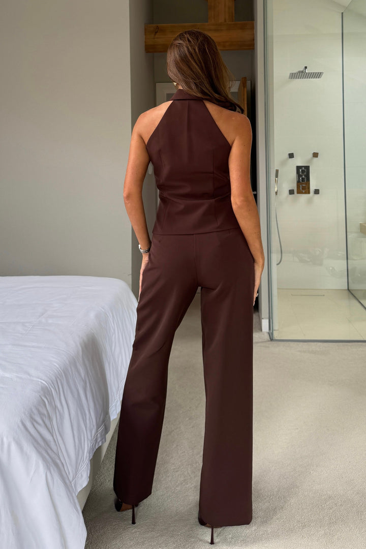 JO PLEAT TAILORED TROUSER BROWN