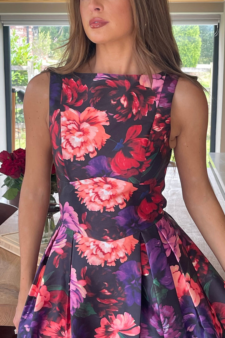 NESTA FLORAL BOAT NECK DRESS