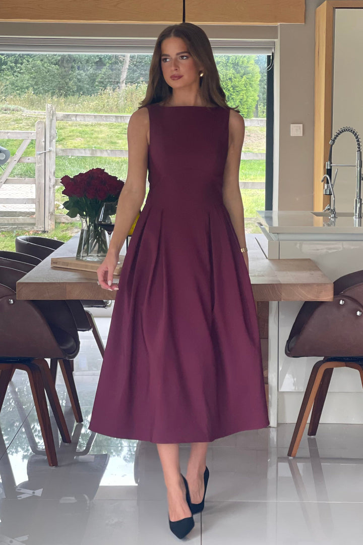 NESTA BERRY BOAT NECK DRESS