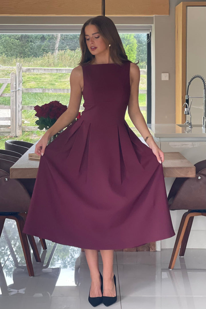 NESTA BERRY BOAT NECK DRESS