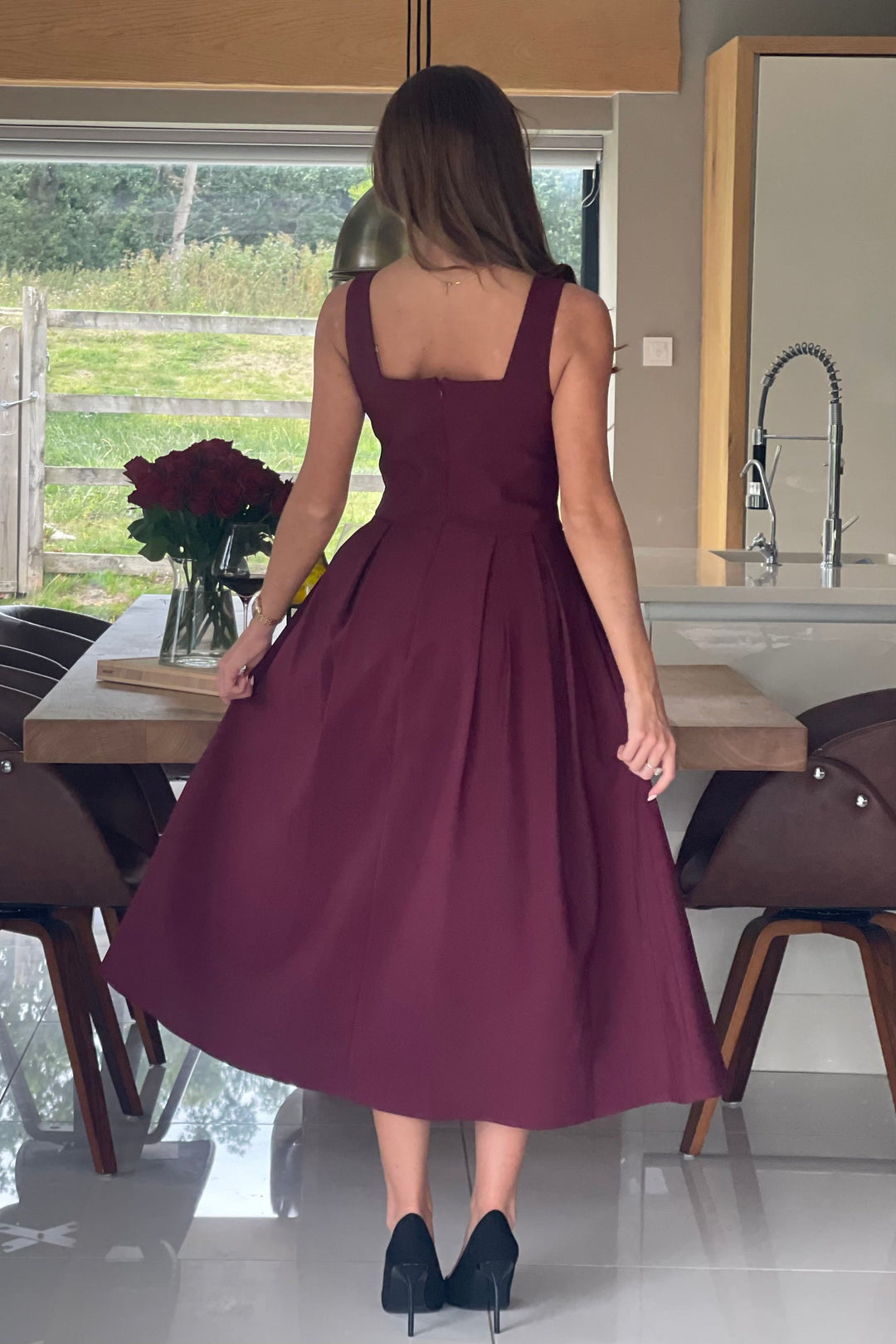 NESTA BERRY BOAT NECK DRESS