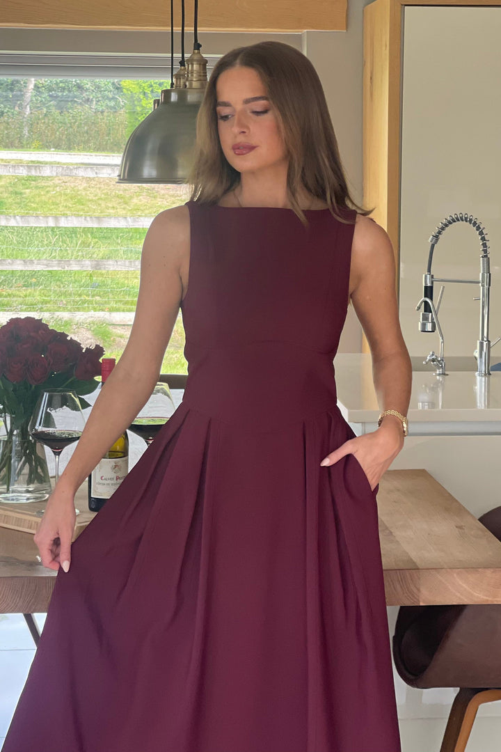 NESTA BERRY BOAT NECK DRESS