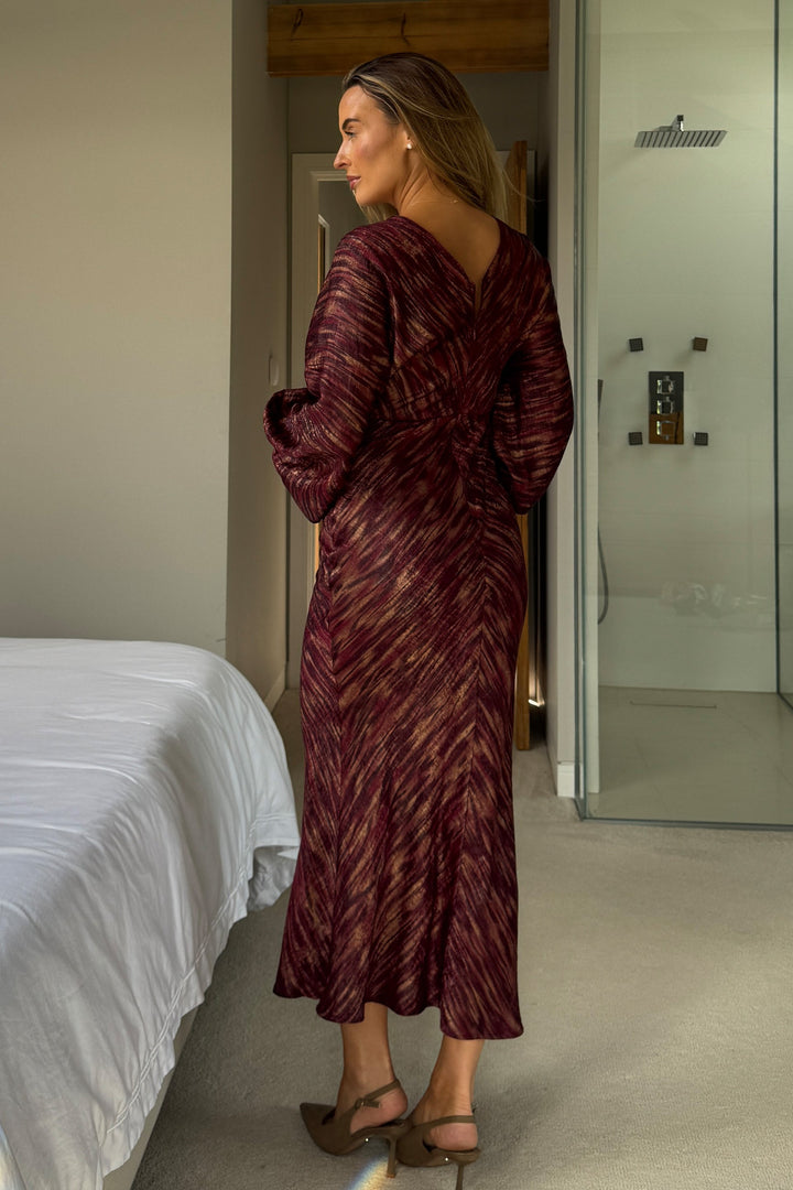 LONDON V NECK MAXI DRESS BERRY