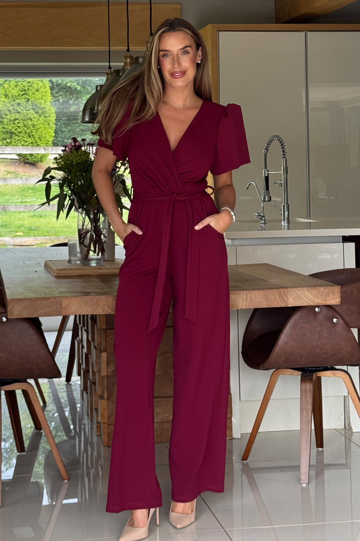 Drew Wrap Jumpsuit Berry