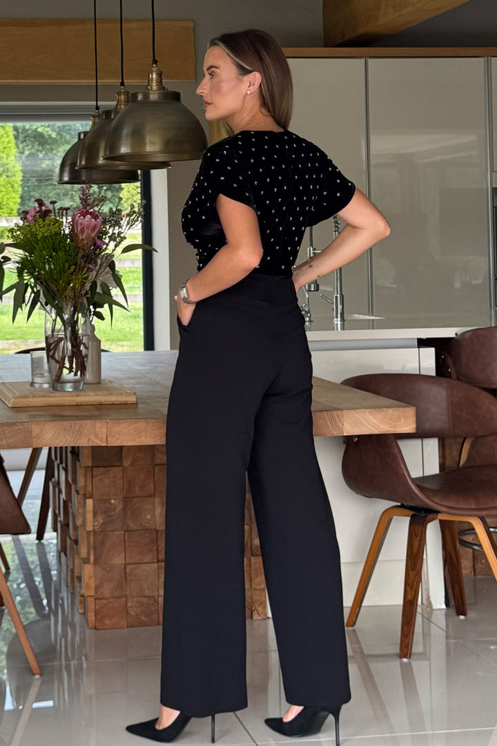 BRIDGET BEADED VELVET JUMPSUIT