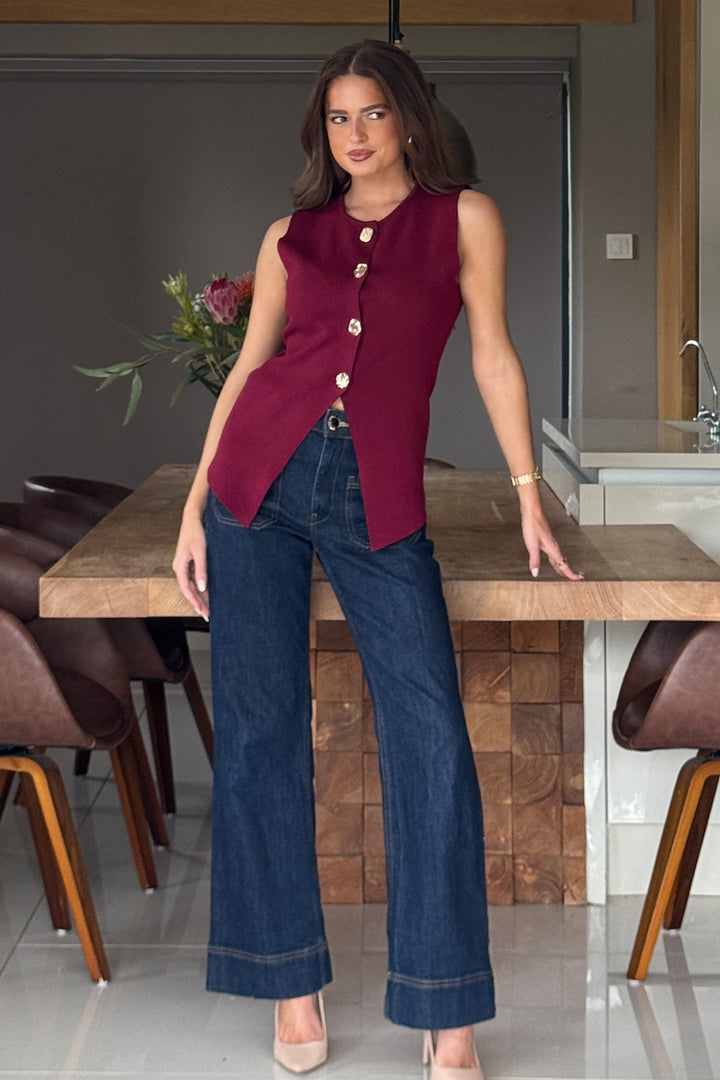 HARMONIA KNITTED WAISTCOAT BERRY