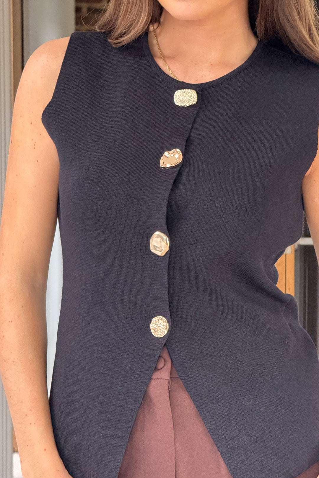 HARMONIA KNITTED WAISTCOAT BLACK