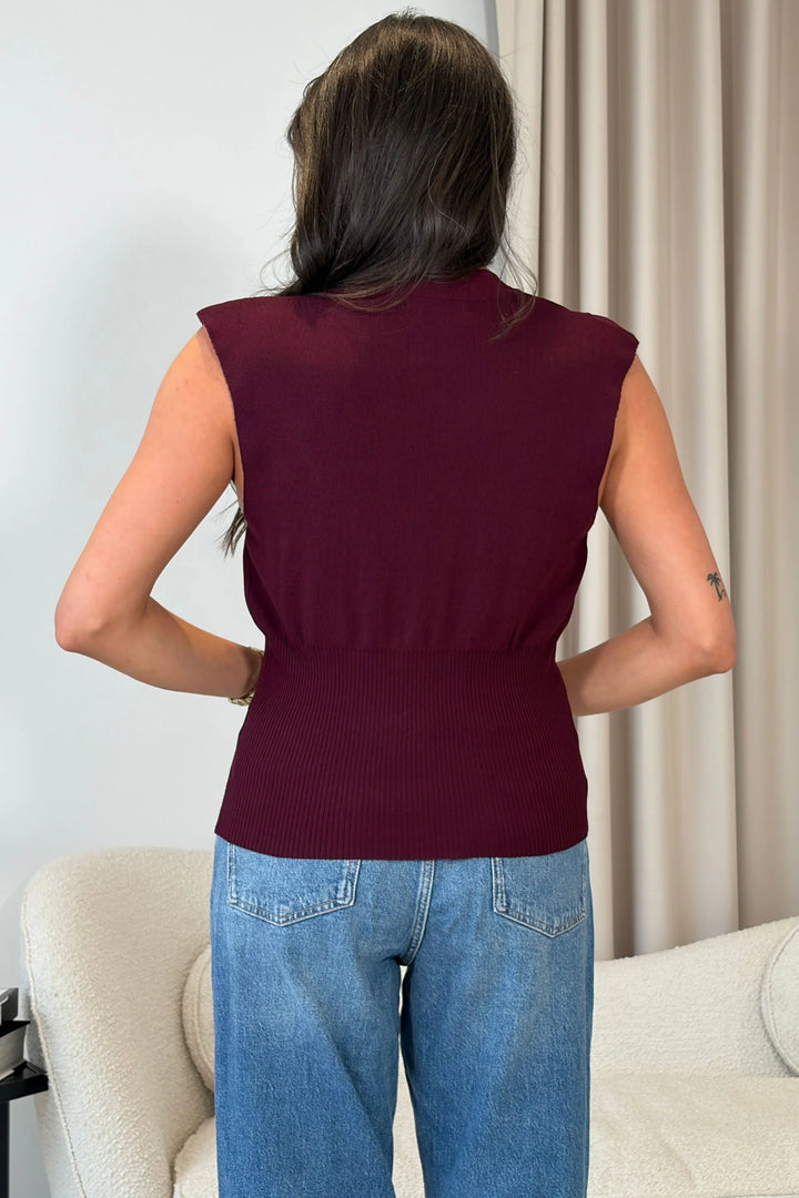 Cao Sleeveless Waistcoat Burgundy