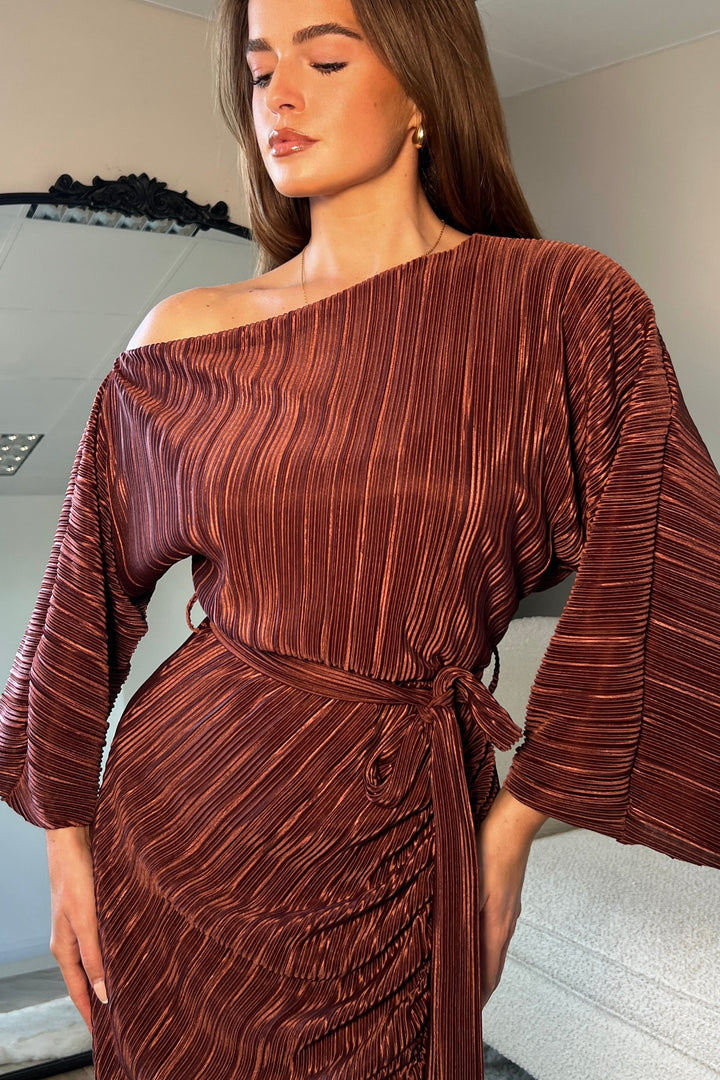 Vendy Brown Midi Dress