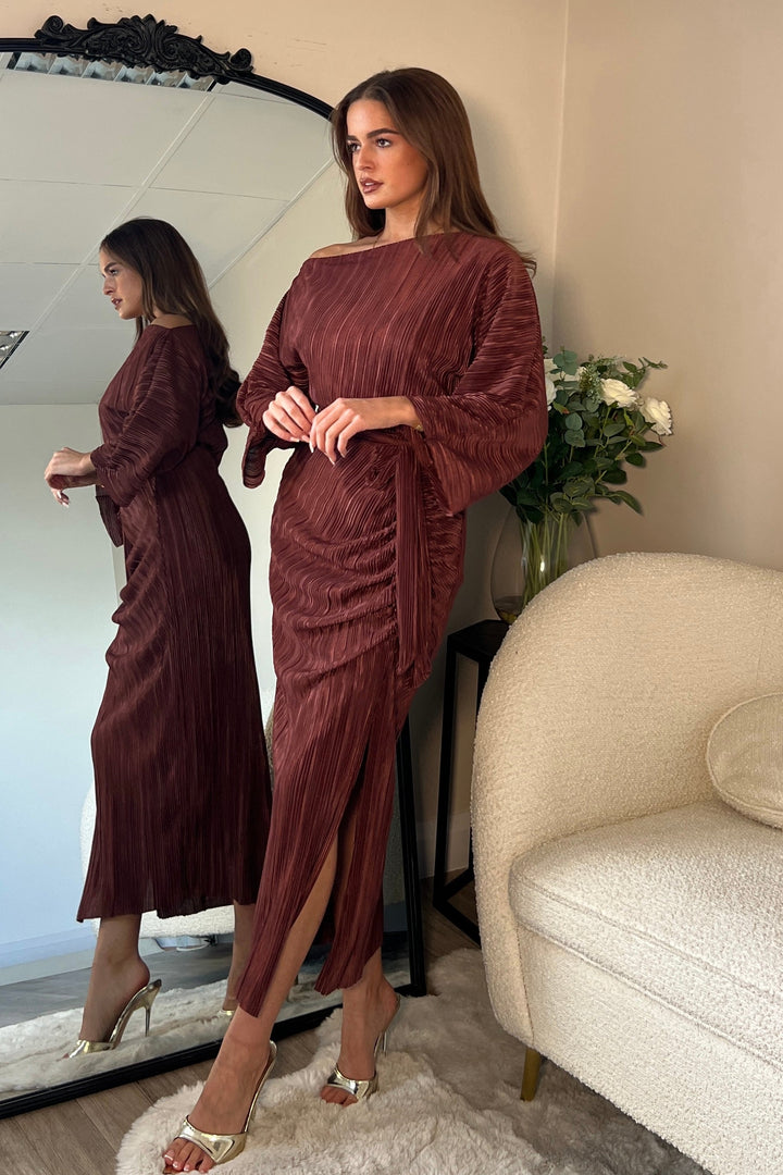 Vendy Brown Midi Dress