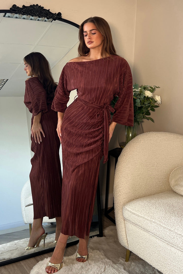 Vendy Brown Midi Dress