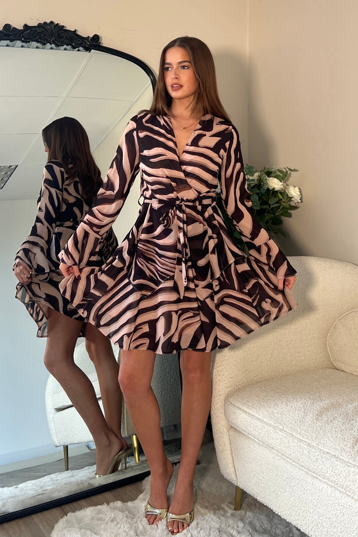 Susie Tiered Skirt Zebra Dress