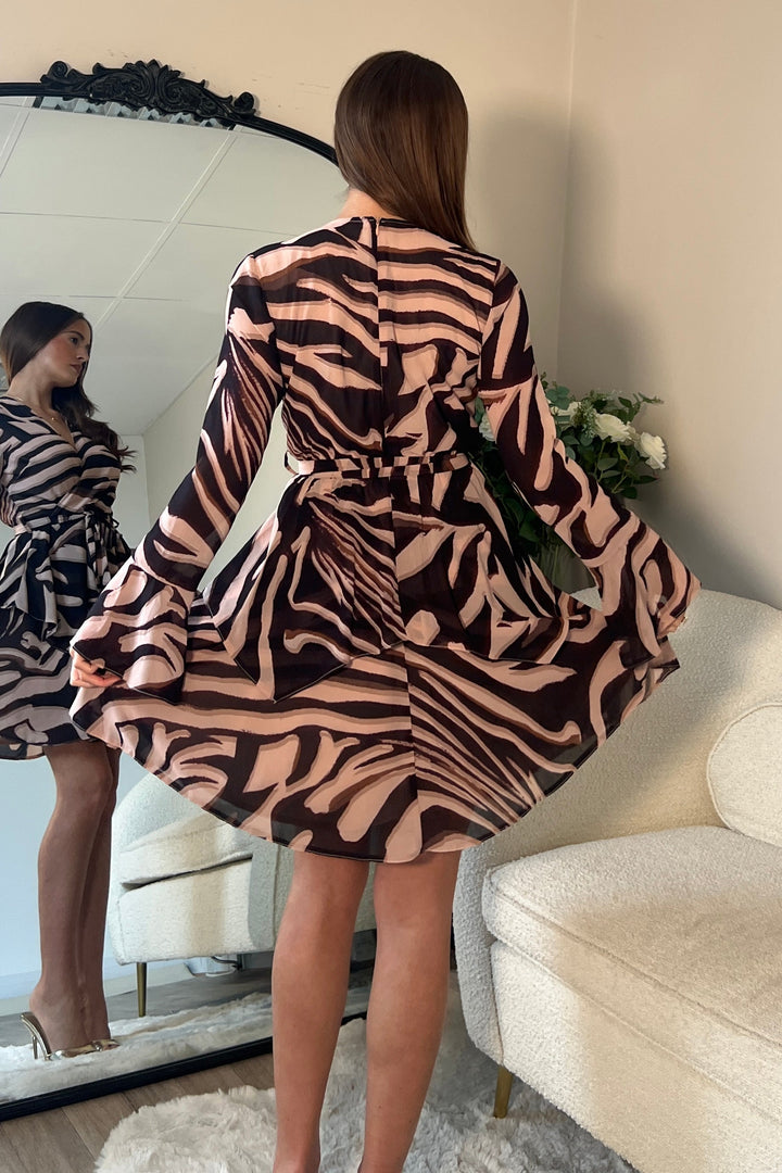 Susie Tiered Skirt Zebra Dress