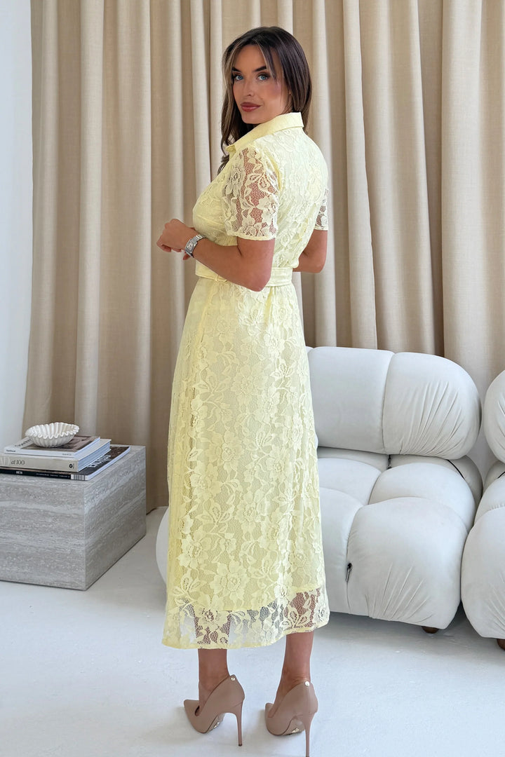Tansy Lace Shirt Dress Yellow