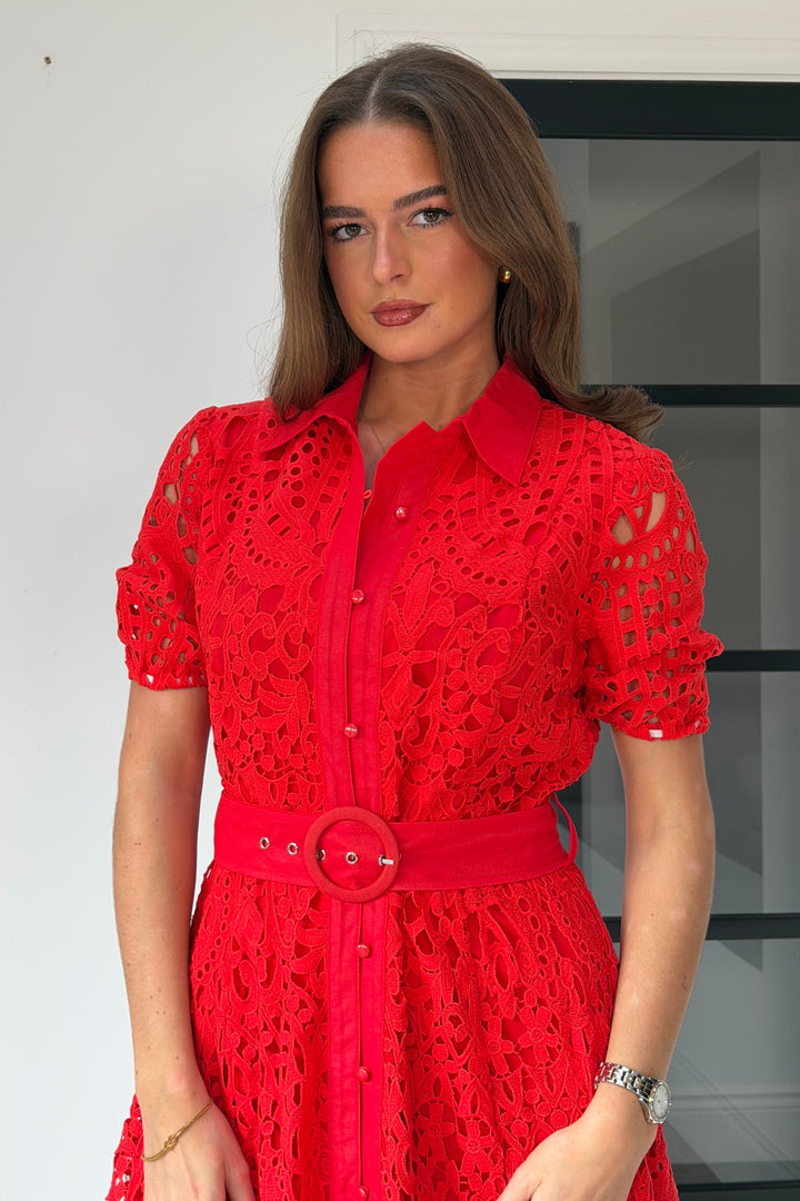 Meadow Red Lace Dress