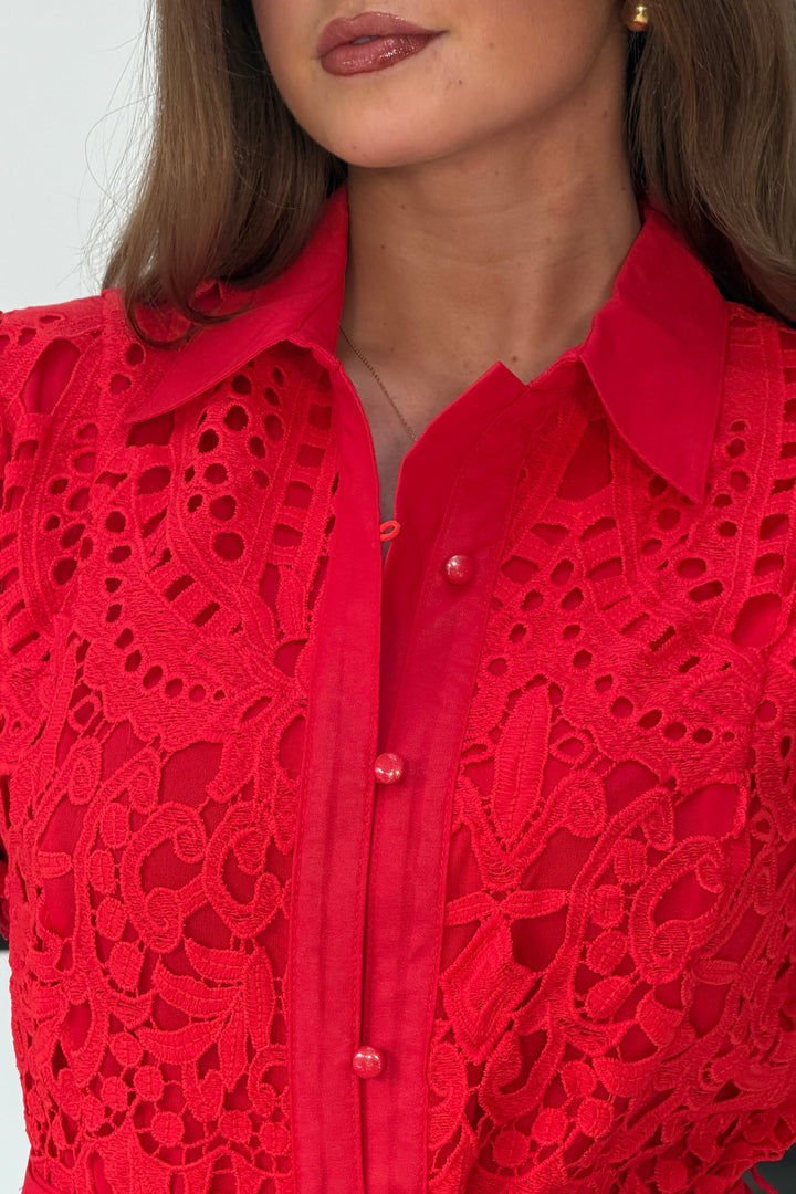 Meadow Red Lace Dress