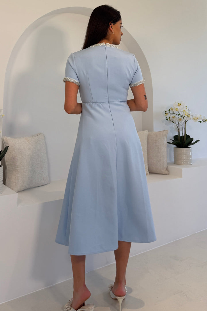 Natalia Bow Blue Midi Dress