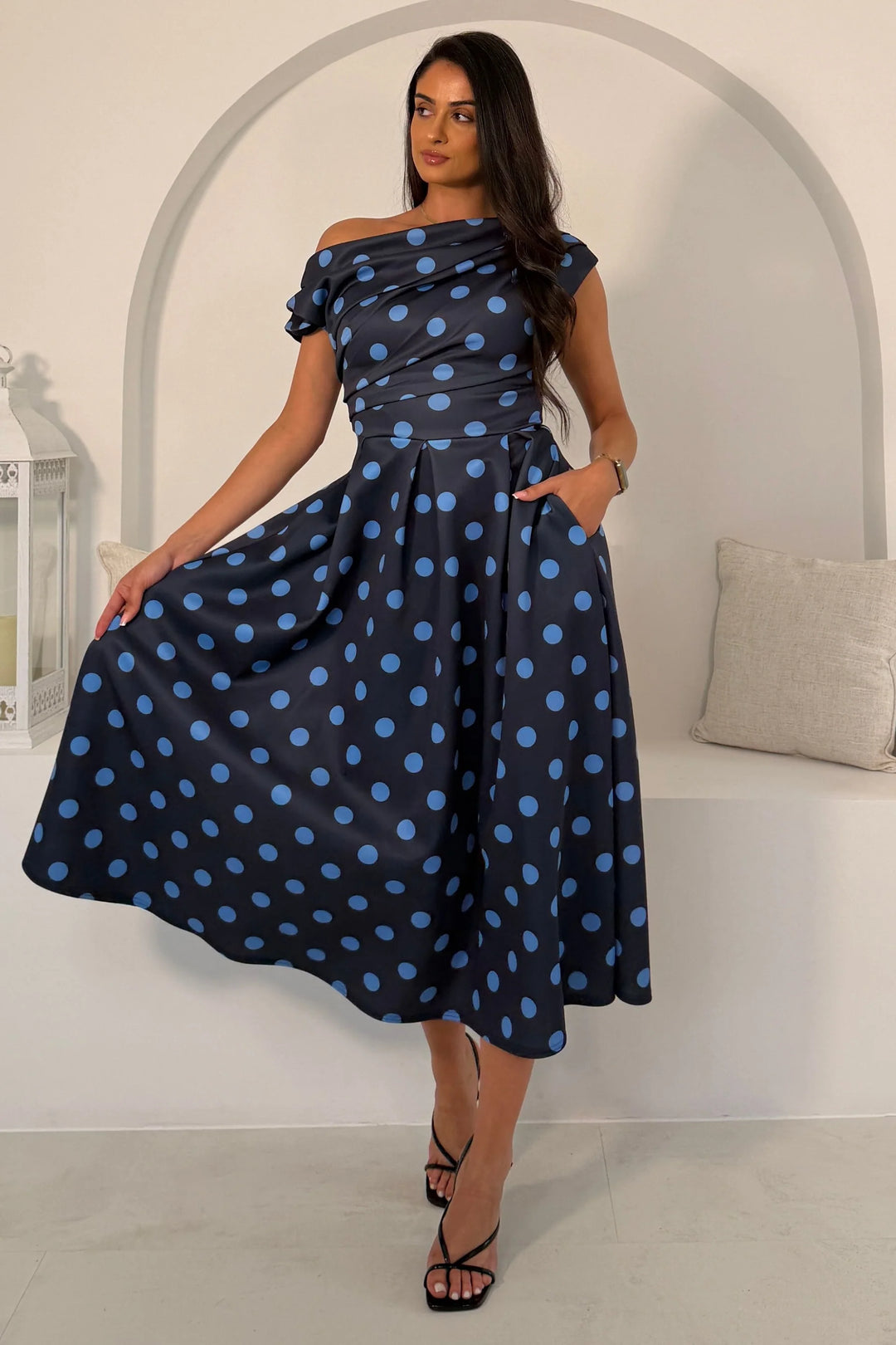 Betty Polka Dot Navy Dress