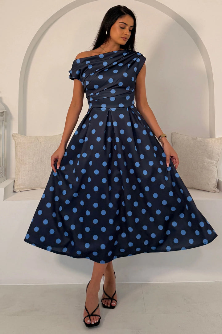 Betty Polka Dot Navy Dress
