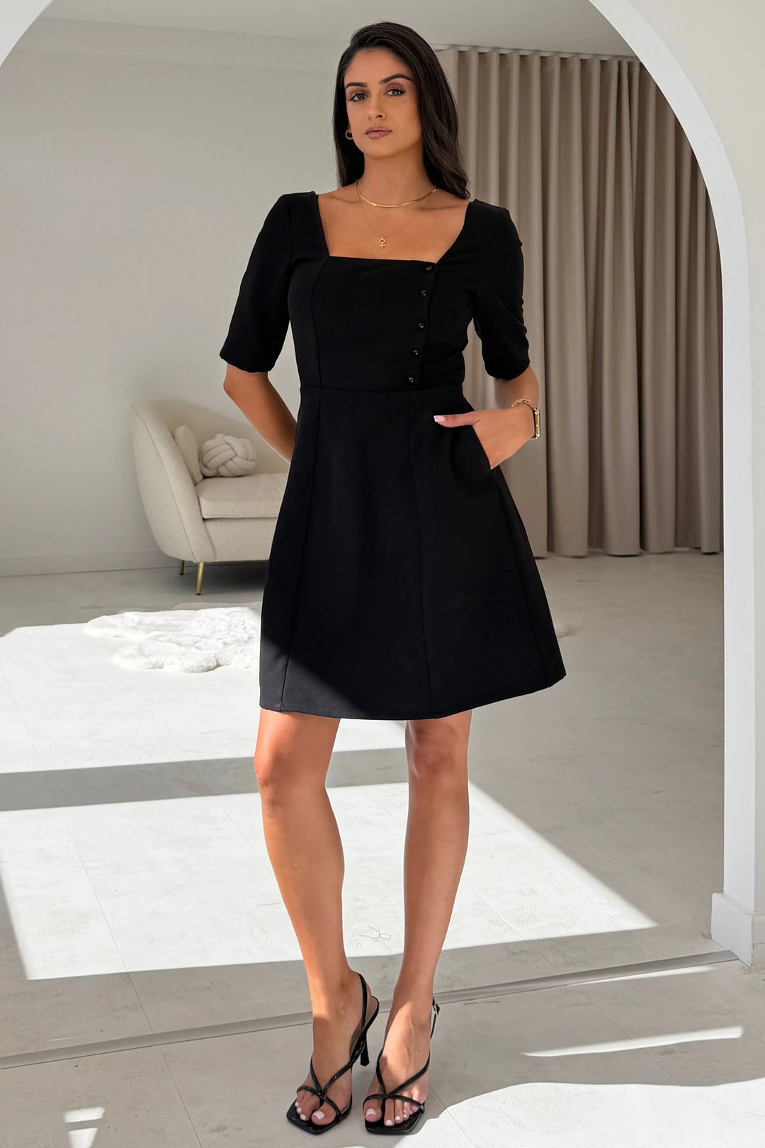 Annabelle Button Mini Dress