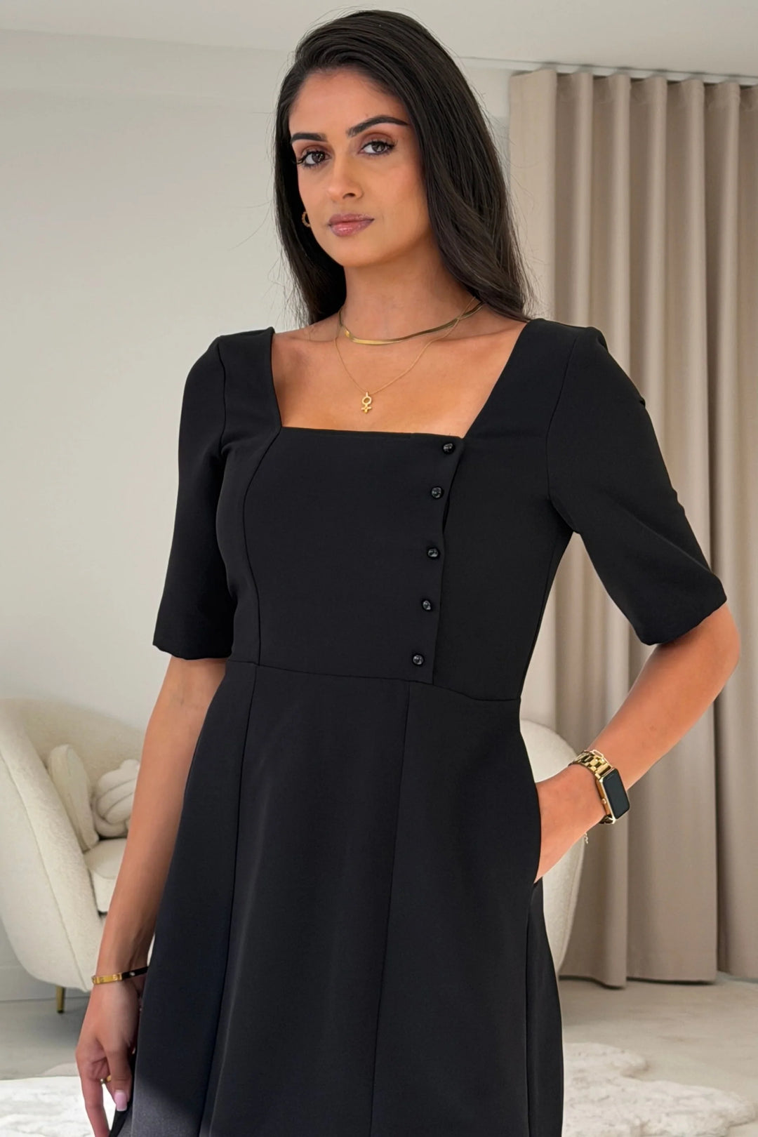 Annabelle Button Mini Dress