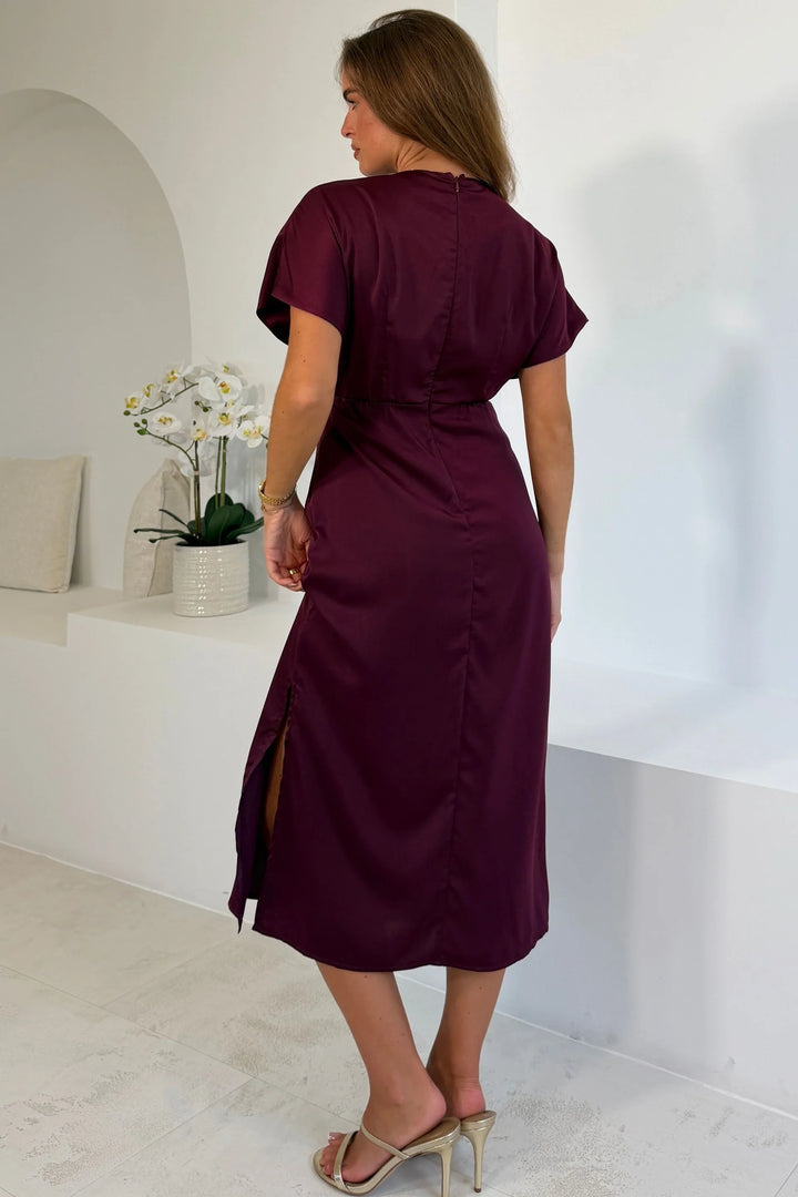 Marlia Wine Satin Slip Dress
