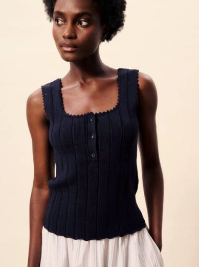 Navy Dundee Knit Top
