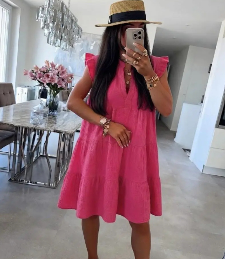 Cotton Gauze Fuschia Dress