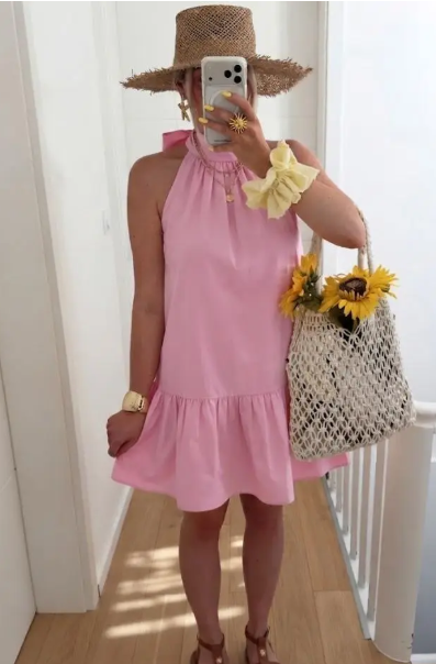 Baby Pink High Neck Dress