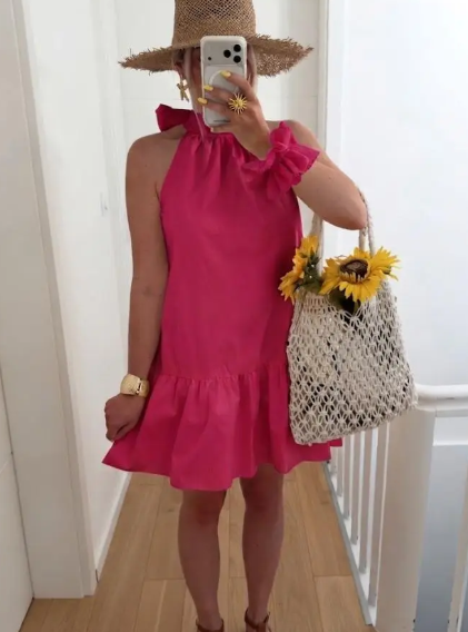 Fuschia High Neck Dress