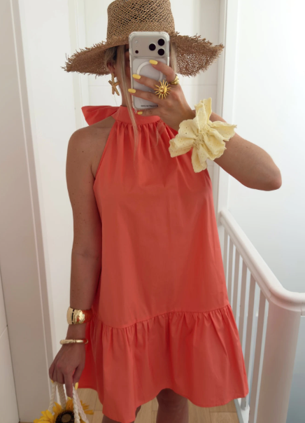 Burnt Orange High Neck Dress