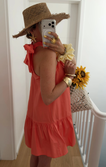 Burnt Orange High Neck Dress