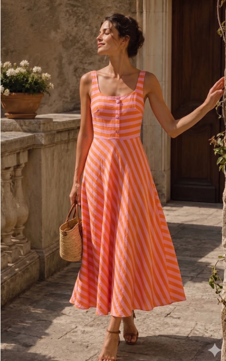Diagonal Orange stripe dress