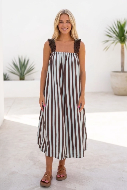 Brown Striped Summer Dress