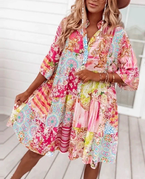 Pink Print Summer Dress