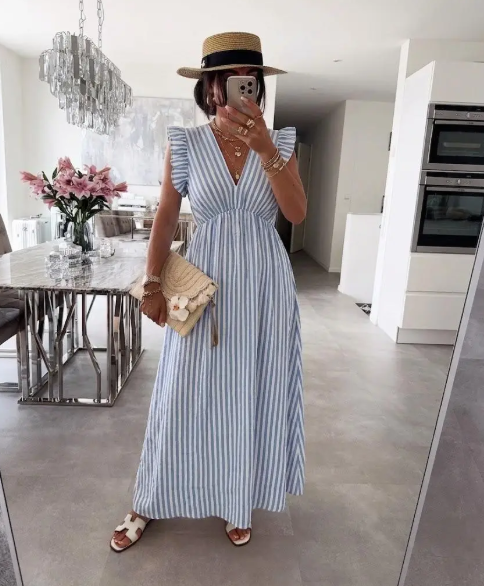 Blue Cotton Gauze Dress