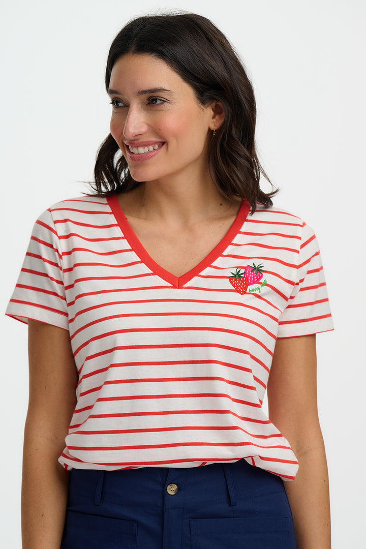 Khloe Strawberry V-neck Top