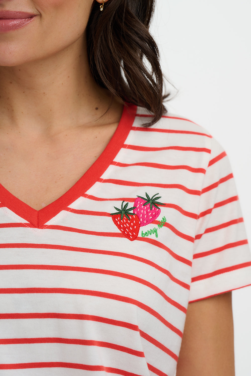 Khloe Strawberry V-neck Top