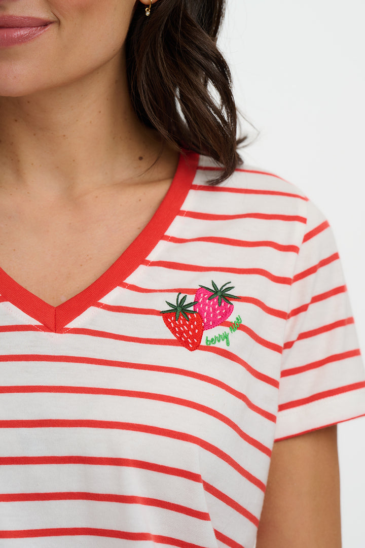 Khloe Strawberry V-neck Top