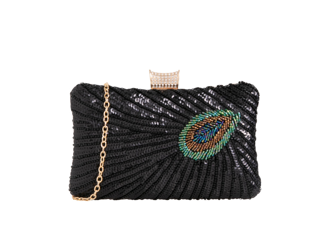 Black beaded clutch bag discount