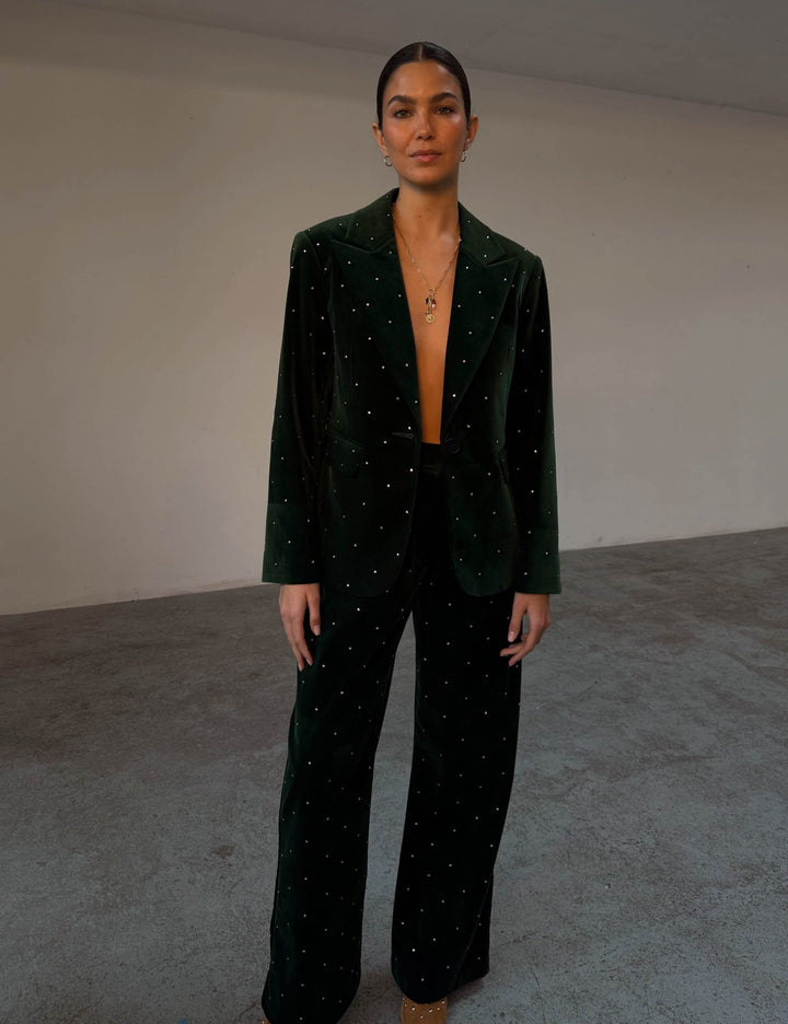 EMERALD VELVET TROUSERS