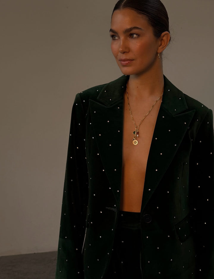 EMERALD VELVET GREEN BLAZER