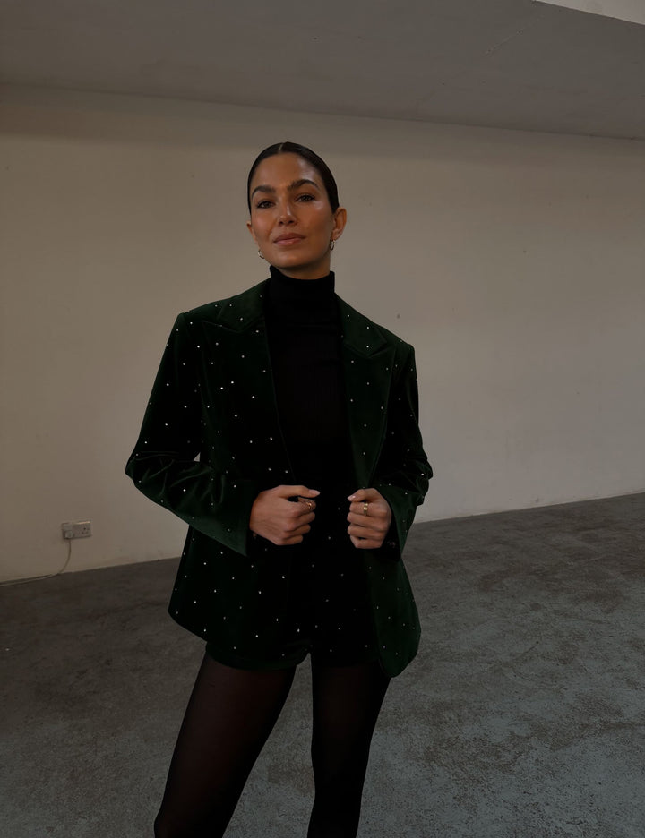 EMERALD VELVET GREEN BLAZER