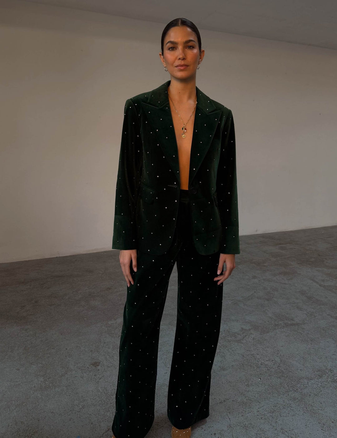 EMERALD VELVET GREEN BLAZER