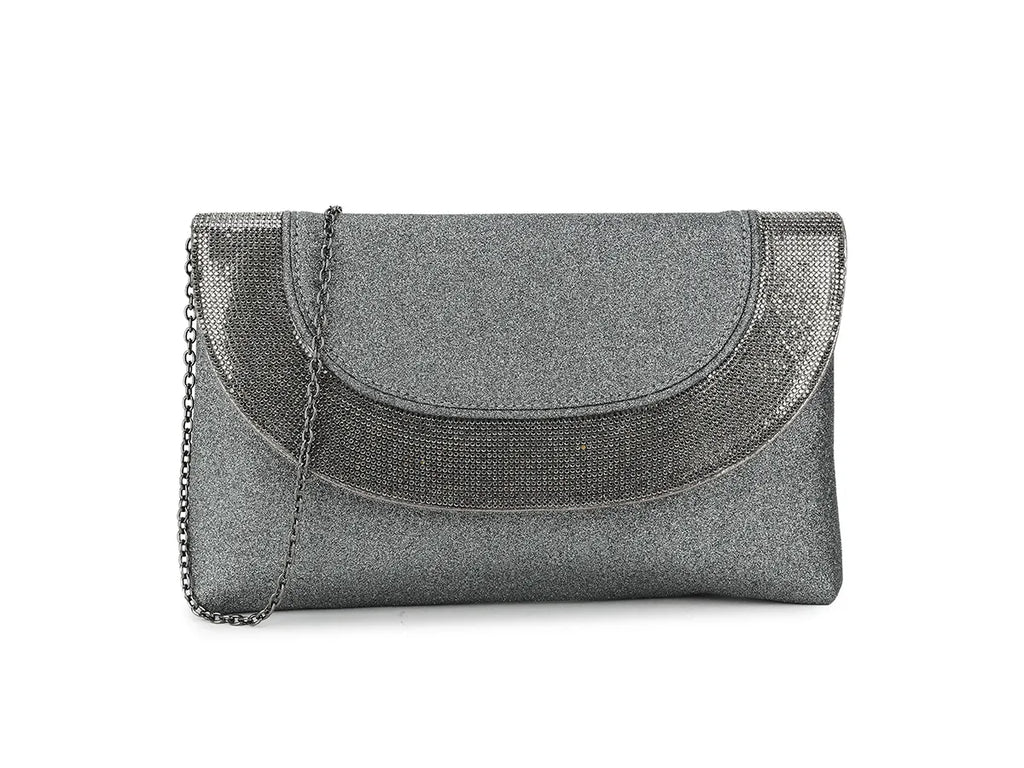 Grey Clutch Bag Silk Peaches