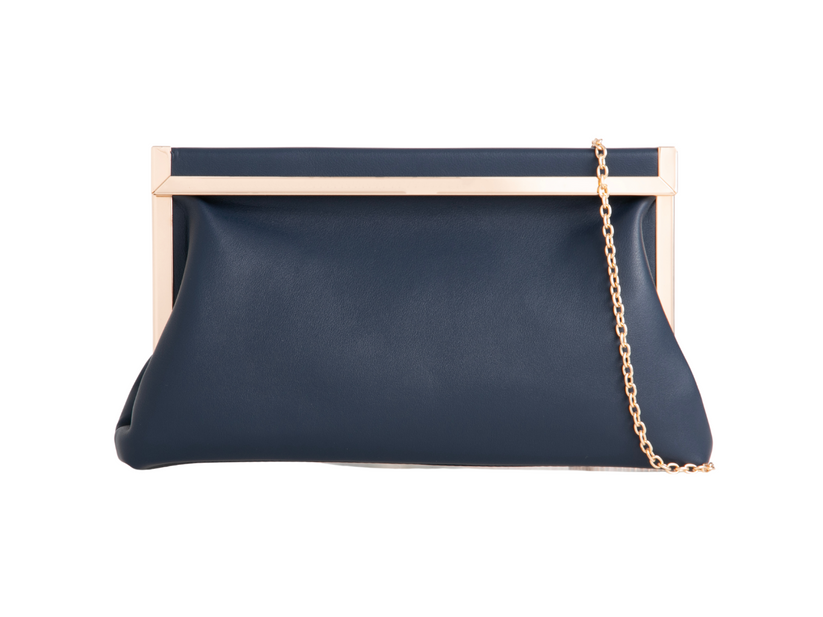 Navy Magnetic Gold Clutch