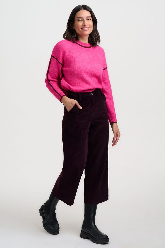 Rozalia Burgundy Trim Jumper
