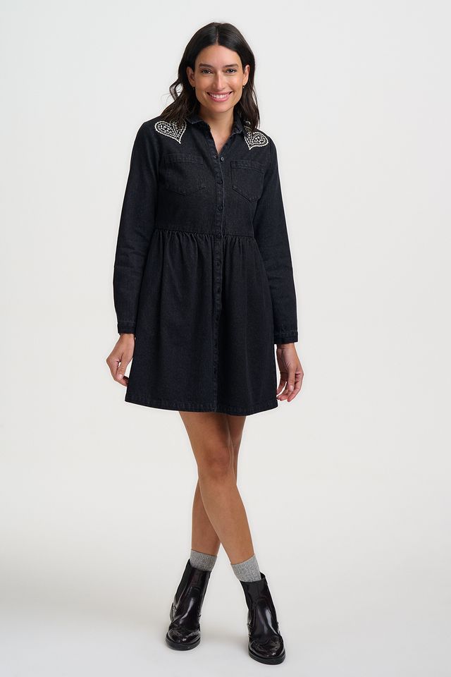 Jamelia Washed Black Smock Dress