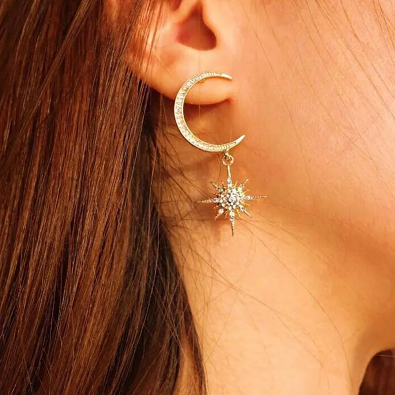 GOLD MOON AND STAR EARRINGS