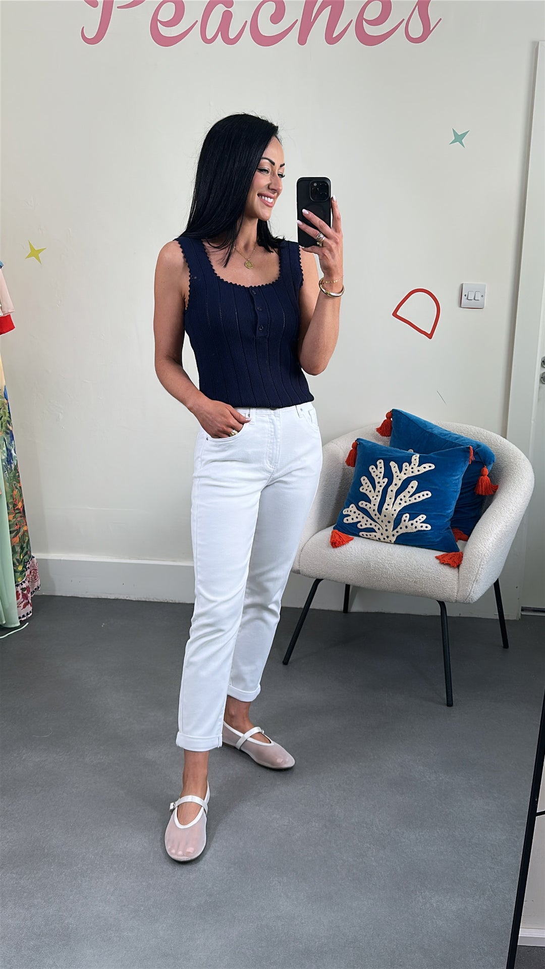 White Skinny Mom Jean